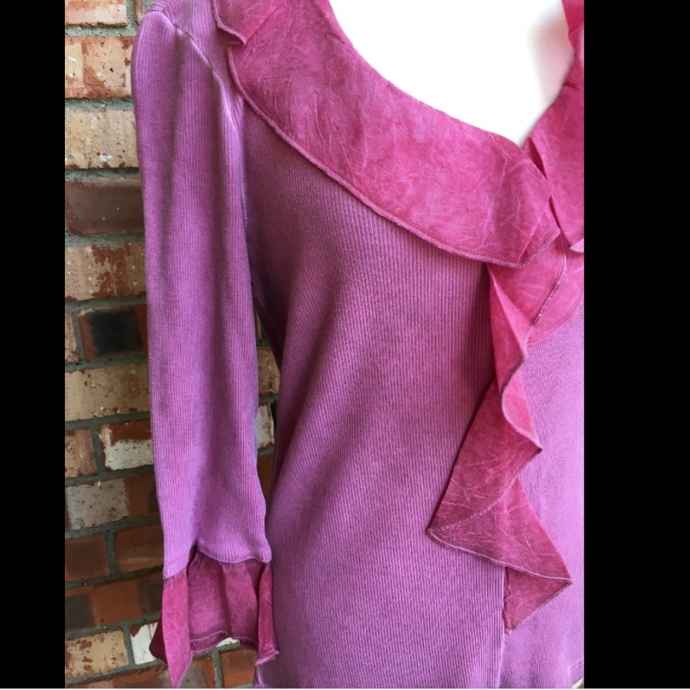 Barbara Lesser Studio Ruffled Shirt Size Medium - Picture 7 of 8